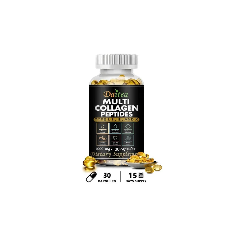 Multiple Collagen -Natural Energy Supplement, Support Cell Health, Anti-aging, Antioxidant, Skin, Joints, Hair, Bones Health