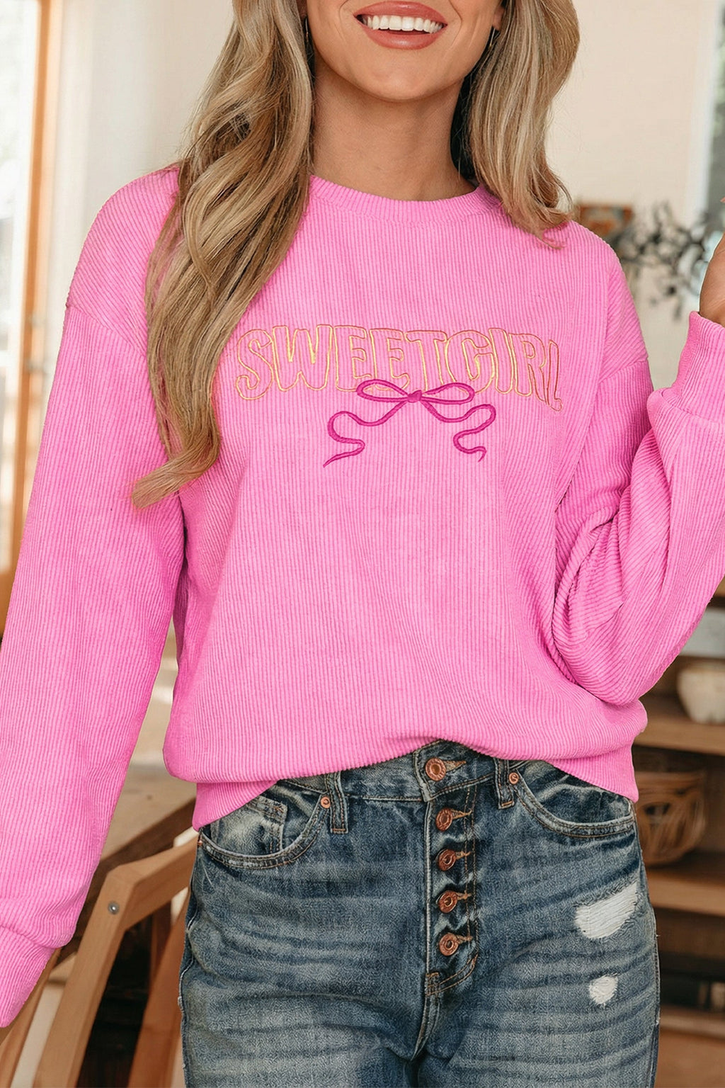 Rosalie Graphic Rib Textured Top