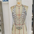 Silver Large Diamond Chest Chain Suspender Sexy Metal Chain Vest Party Chest Chain