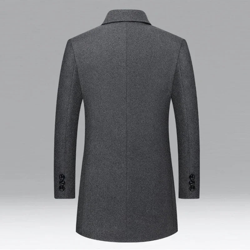 Brand Winter 25% Wool Men Thick Coats Turn Down Collar Male Fashion Woolen Blend Outerwear Coats High Quality Trench Jackets Man