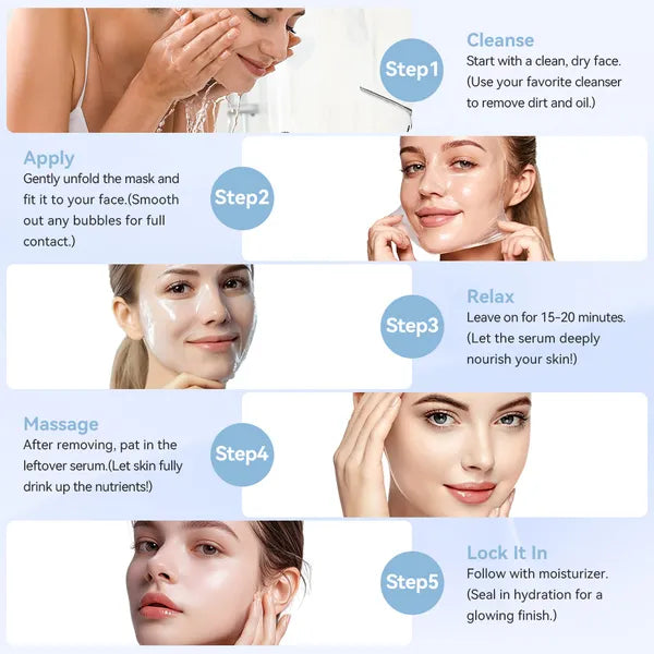 5 SHEETS/BOX Deep Collagen Anti Wrinkle Lifting Mask Pink To Transparent Collagen Mask Skincare Facial Masks For Women Skin Care Deep Hydration Daily Care