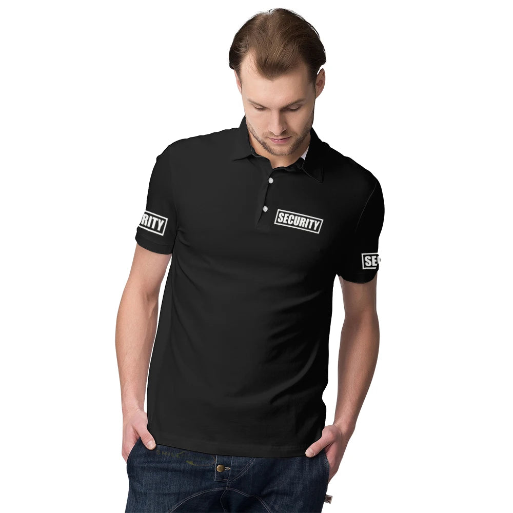 Summer Classic Security Polo Shirt Man Guard Bodyguard Uniform Work Clothes Light & Soft Casual Unisex Men's Golf Polos Shirts 
