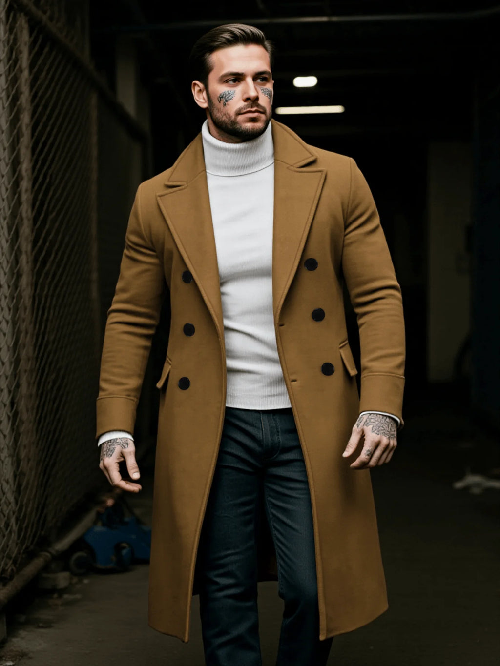 Men's Trench Jacket Winter Warm Thickened Lined Single Breasted Coat Casual Wear Streetwear Fashion Outerwear Men Long Coats