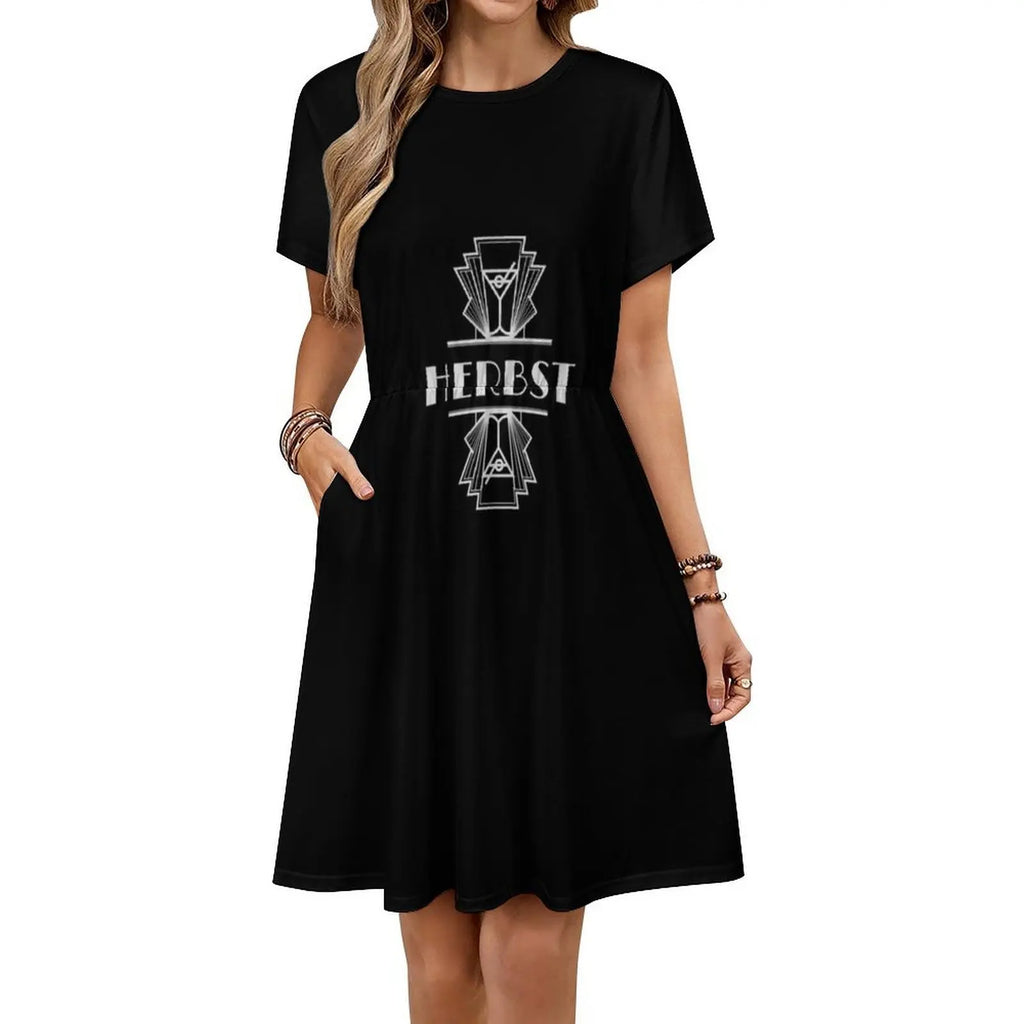 Herbst Surname Art Deco Design Sweetheart Neckline Dress Elegant Summer Party Dress For Women Herbst Art Art Illustration Art