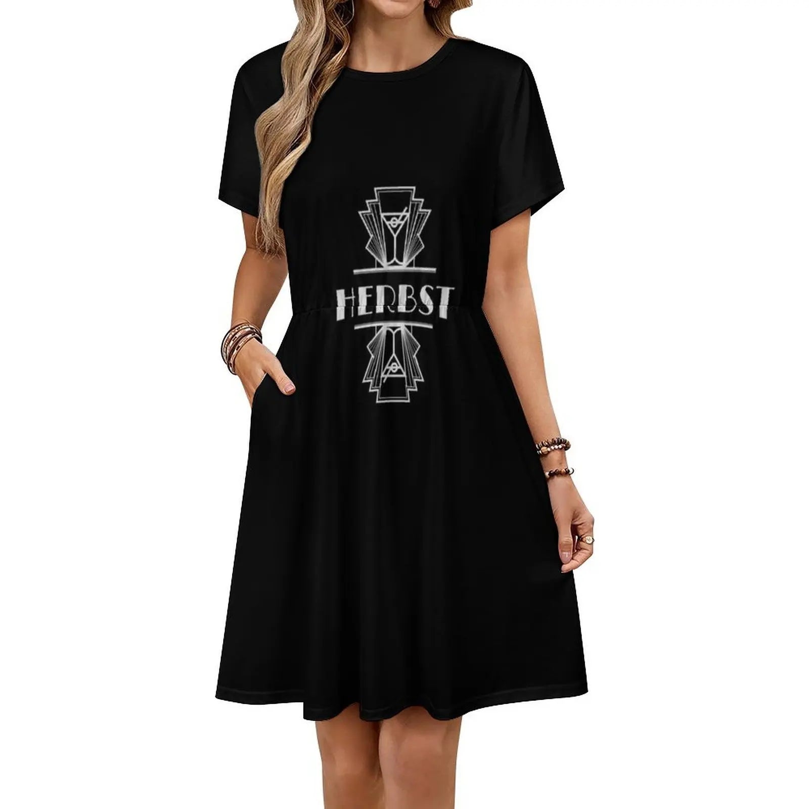 Herbst Surname Art Deco Design Sweetheart Neckline Dress Elegant Summer Party Dress For Women Herbst Art Art Illustration Art