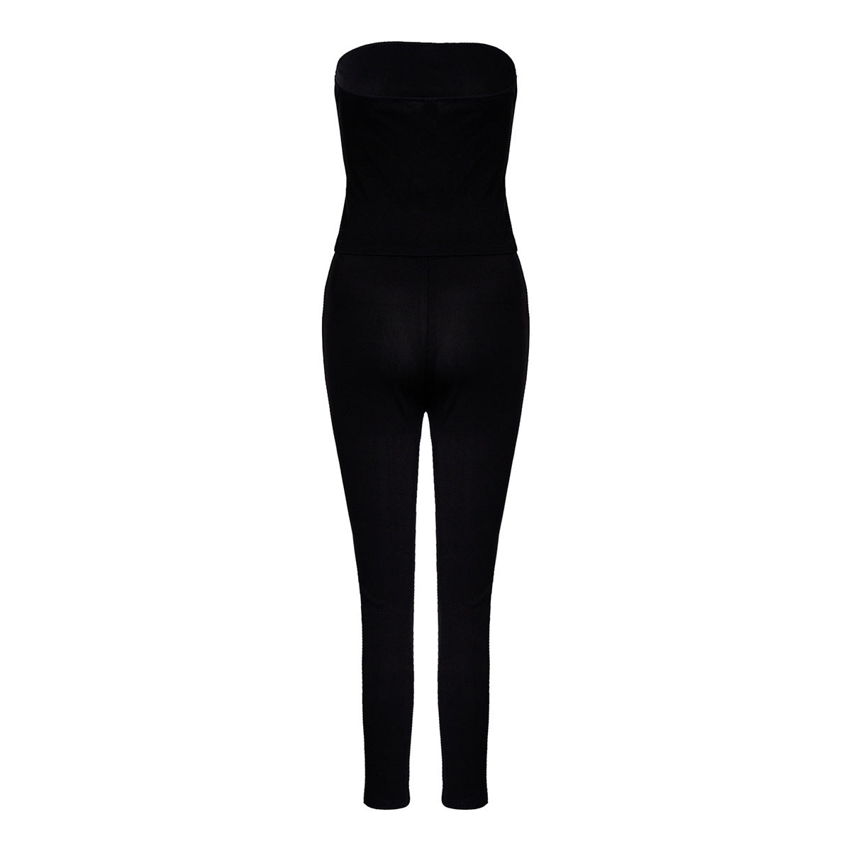 Strapless Pants Suit European And American Leisure Skinny Knit 2 Pieces Suit