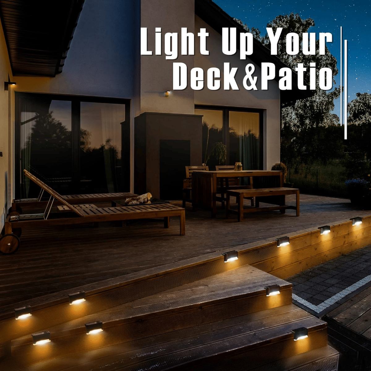 8/16/32 solar outdoor deck lights, garden lights, atmosphere lights, LED walk lights, light source control, suitable for balconies, terraces, stair fences, courtyards, gardens, villas, driveways.