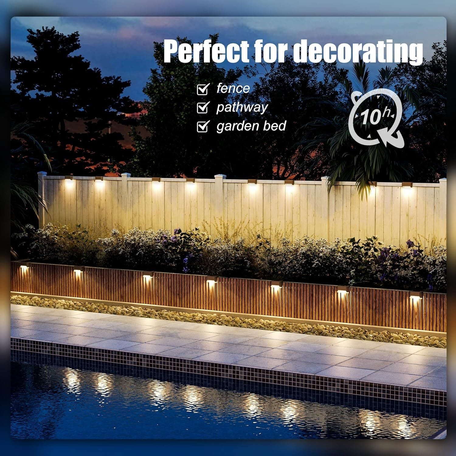 8/16/32 solar outdoor deck lights, garden lights, atmosphere lights, LED walk lights, light source control, suitable for balconies, terraces, stair fences, courtyards, gardens, villas, driveways.