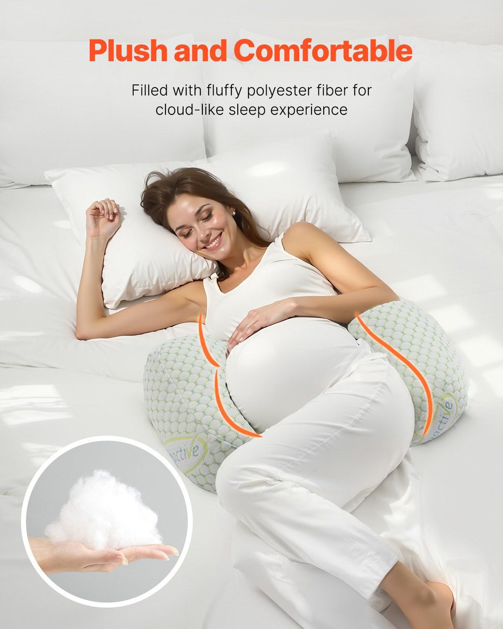 Pregnancy Wedge Pillow, W-Shaped Maternity Pillow for Pregnant Women, Soft and Breathable Pregnancy Pillow with Removable & Washable Cover for Back Belly Hips Support, Lightweight and Portable