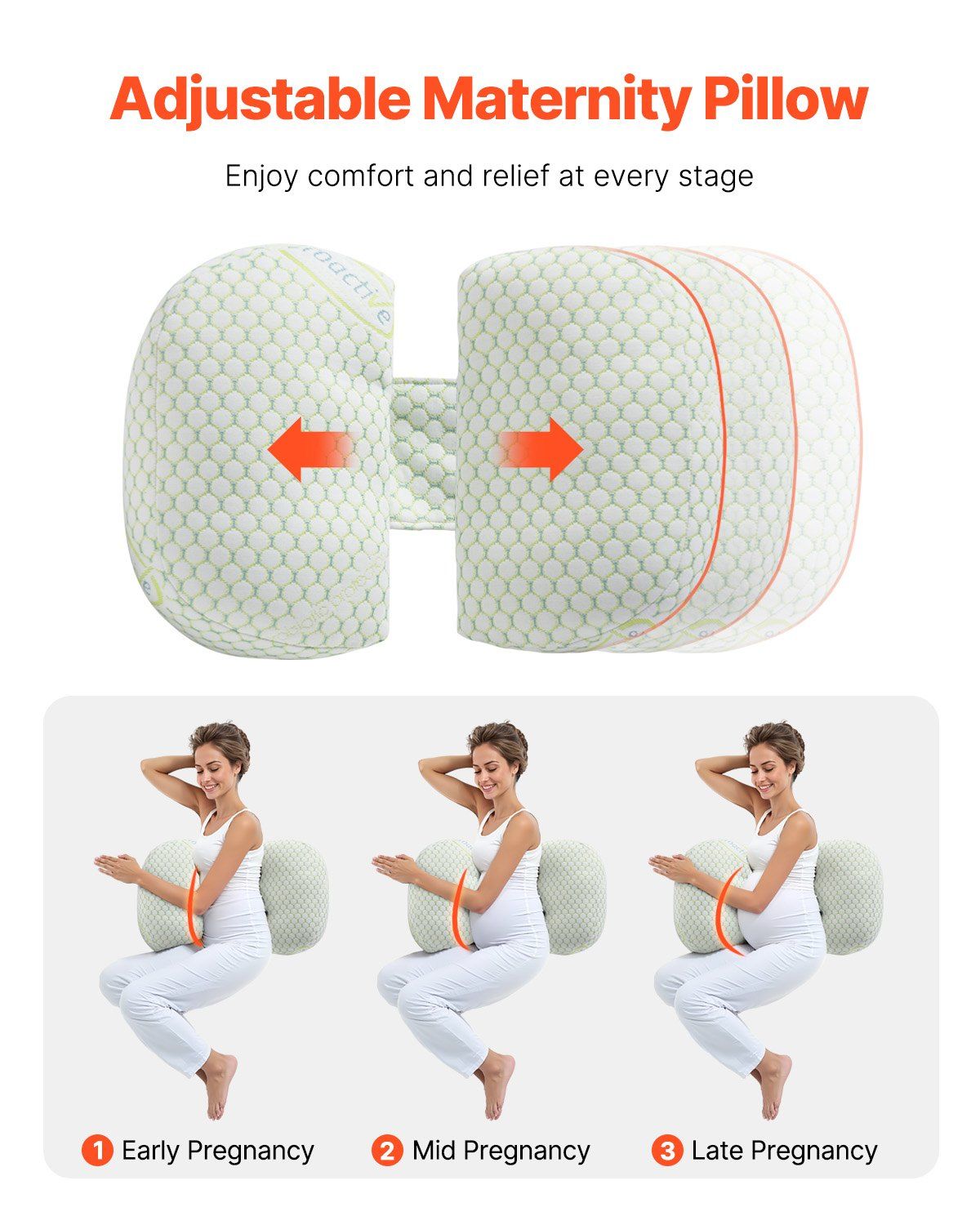 Pregnancy Wedge Pillow, W-Shaped Maternity Pillow for Pregnant Women, Soft and Breathable Pregnancy Pillow with Removable & Washable Cover for Back Belly Hips Support, Lightweight and Portable