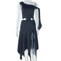 Womens Dress Set Sleeveless One-Shoulder Top With Flutter Sleeves And A Slit Skirt