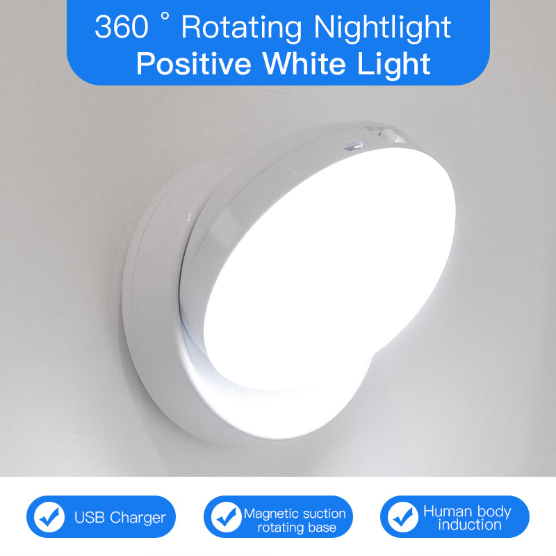 Rotating Human Body Sensor Light Corridor Garage Light Wardrobe Light Motion Sensor Night Light luz giratoria para pasillos,clóset,armario.