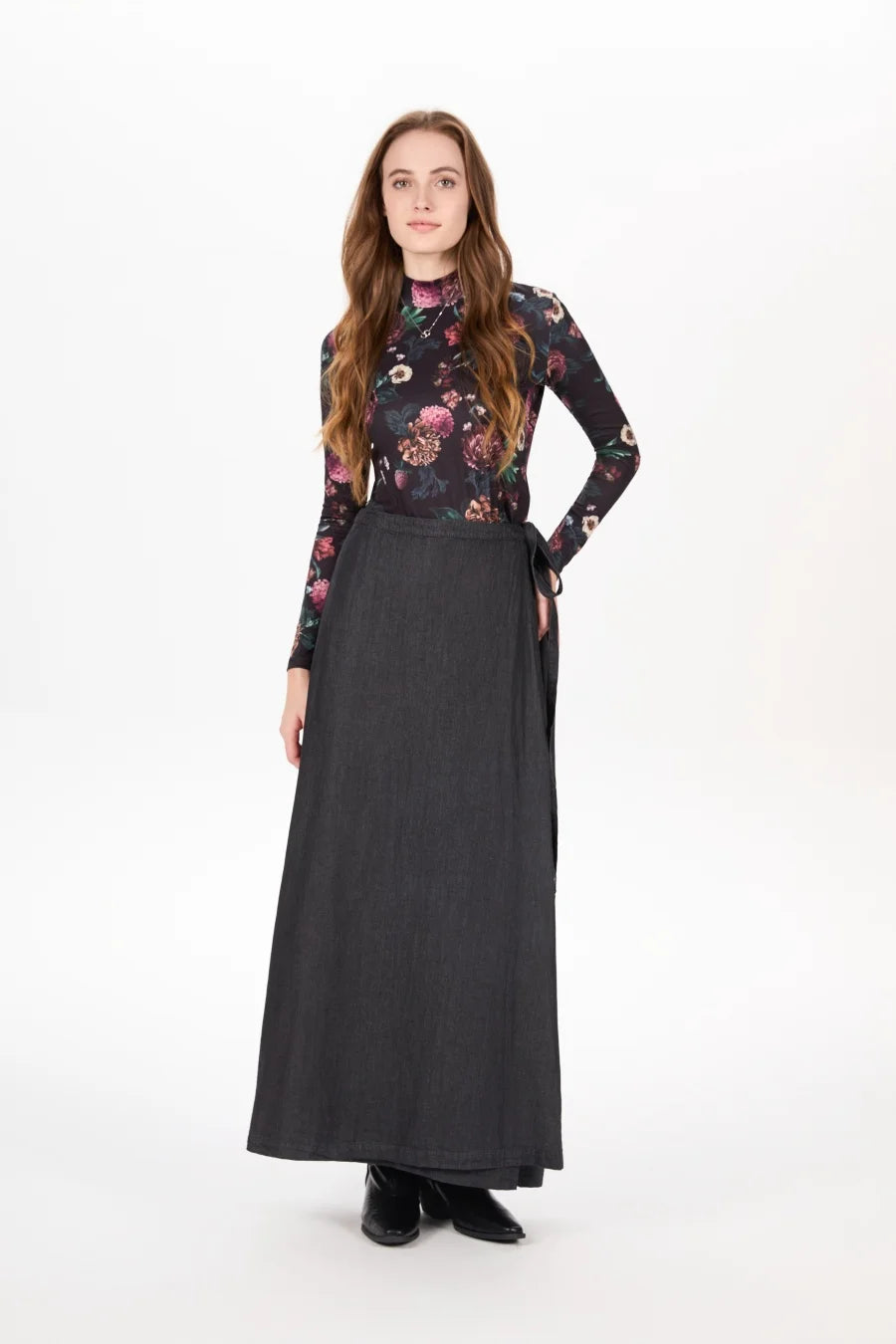 AS AW25 denim one pieces wrap skirts adjustable waist woman clothing 