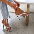 Stylish Women's Heel Flip Flops Black High Heels White Sandals Women Mules Slippers Ladies Summer Shoes 36-42 Calzado Mujer 
