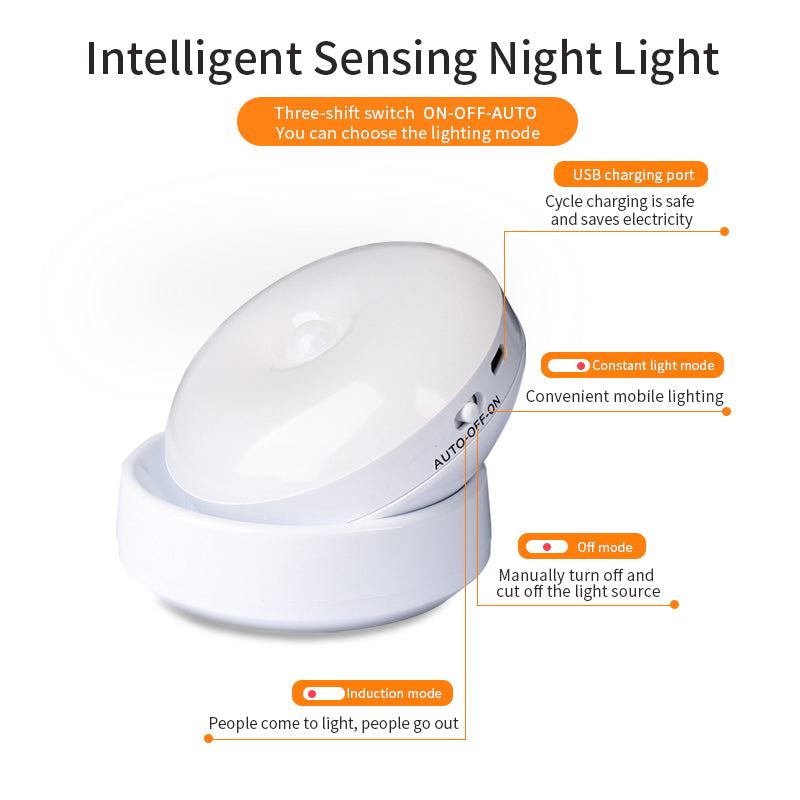 Rotating Human Body Sensor Light Corridor Garage Light Wardrobe Light Motion Sensor Night Light luz giratoria para pasillos,clóset,armario.