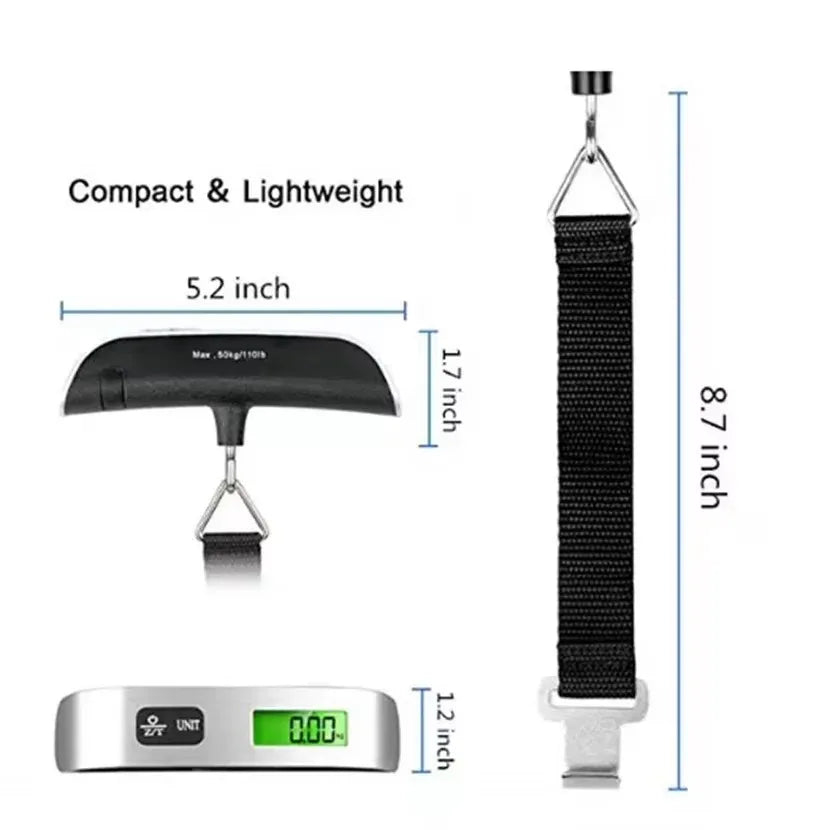 50kg Portable Hanging Scale Electronic Hand Luggage Scale Digital Display Suitcase 110lb Travel Baggage Bag Weighing Tools 