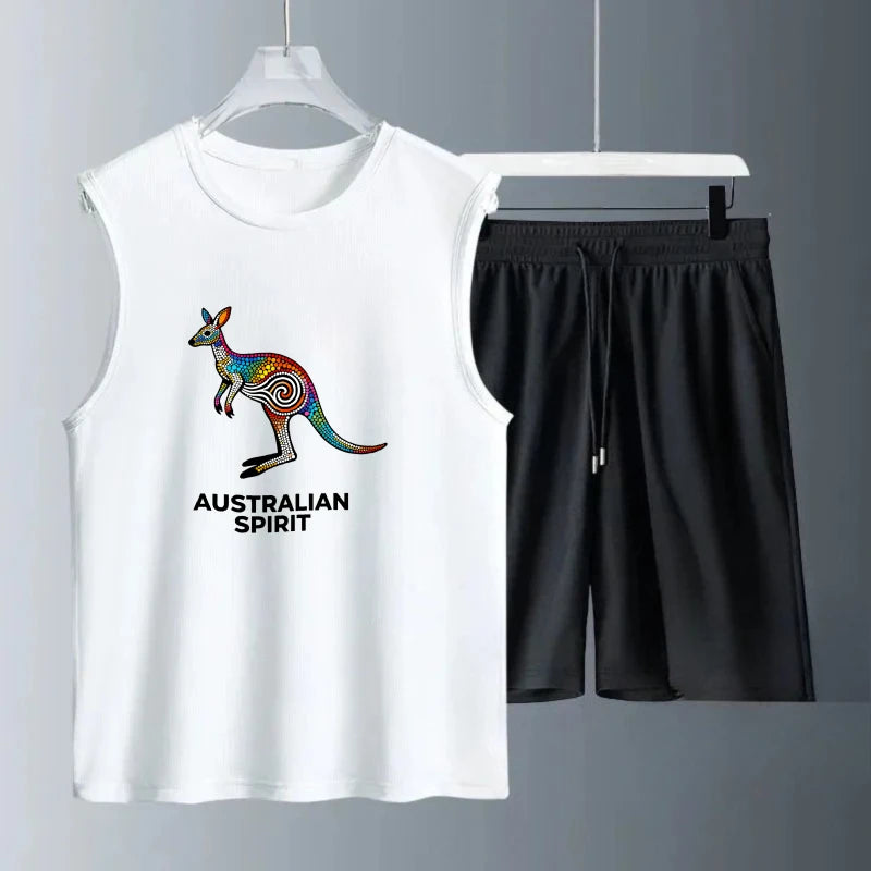 Men Tank top Set men sweatshirt set Short Sleeve+Shorts sweatshirt set Breathable Summe training suit set men Polyester Fashion