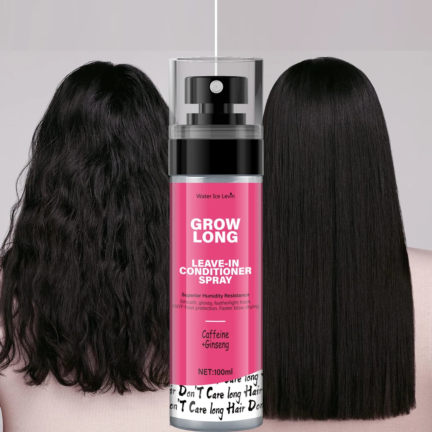 Leave-In Conditioner Spray and Softener, Long Biotin - Anti-Frizz Deep Conditioner for Split Ends and Fracture - Vitamin E, Caffeine and Ginseng, Suitable for Curly Hair, Dry and Damaged Hair 