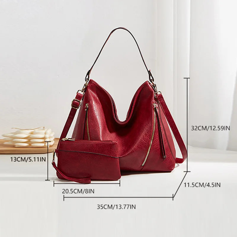 2-Piece Set Large-Capacity Fashionable Versatile New Style Women's Minimalist Handheld & Crossbody Bag