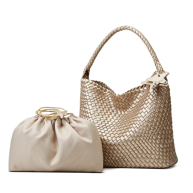 2-Piece Set Niche Design Fashionable New Style Versatile Women's Minimalist Solid-Color Handbag