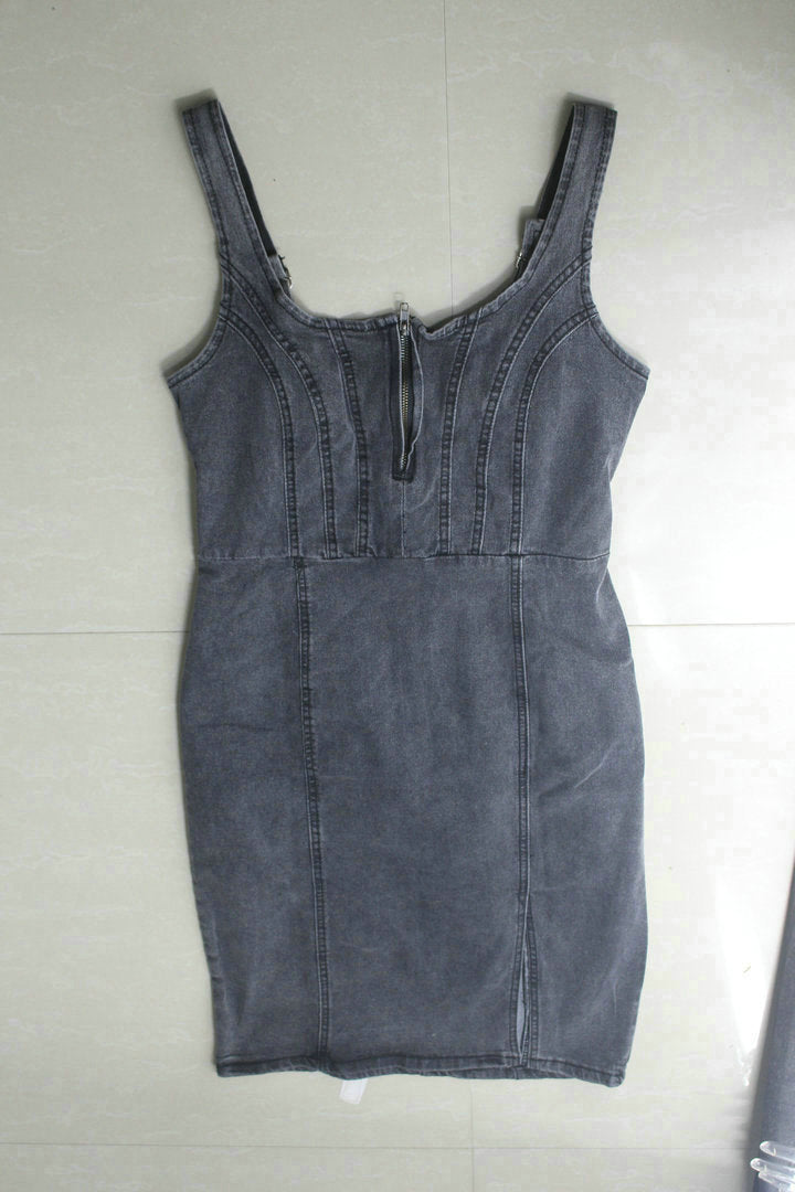 Fashion Sling Split Stretch Denim Dress vestido