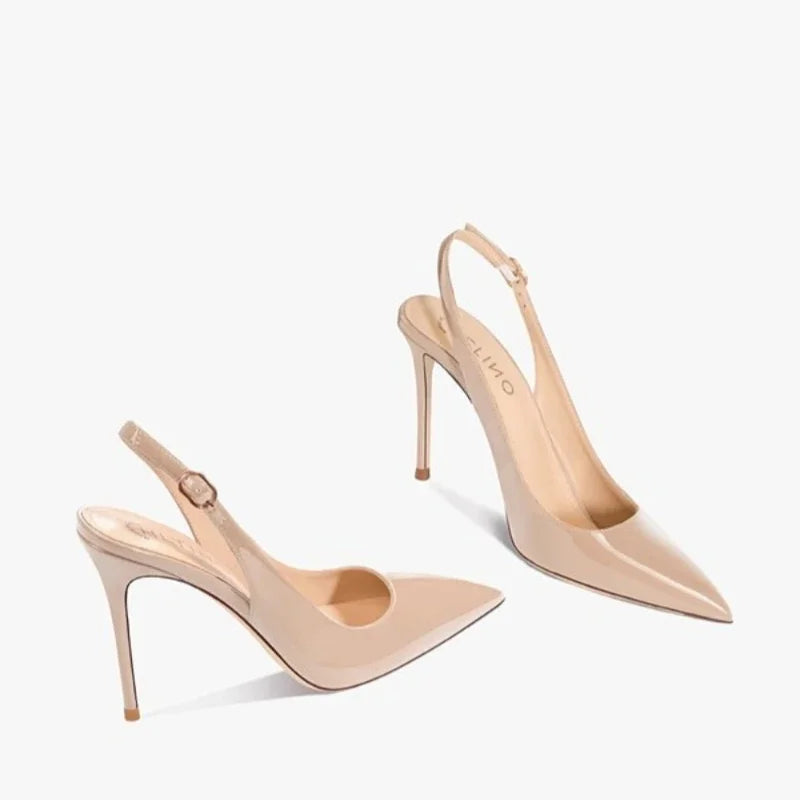 Sexy Ultra-high Heels Pointed Sandals Elegant Summer Patent Leather Suspender High Heels Trendy Dress Banquet Women's Shoes 