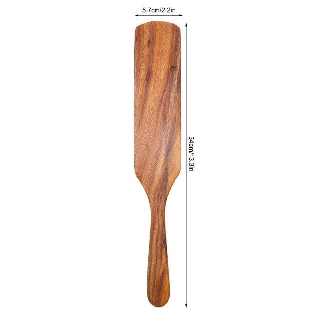 1-5pcs Slotted Spurtle Spatula Sets for Stirring  Natural Teak Kitchen Utensil Set Heat Resistant Non Stick Wood Cookware