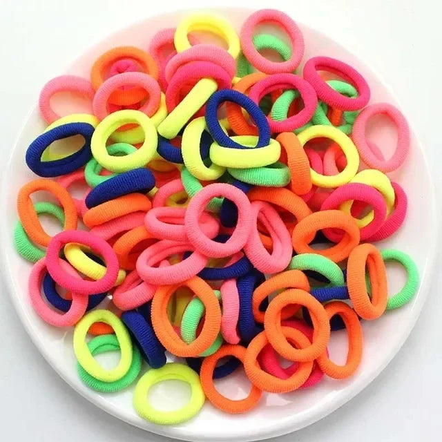 Clearance_200PCS Women Girls Colorful Nylon Elastic Hair Bands Ponytail Hold Small Hair Tie Rubber Bands Scrunchie Hair Accessor 