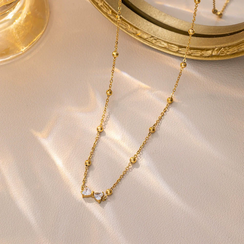316L Stainless Steel Sparkling Zircon Necklace Bracelet Earrings for Women Fashion Temperament Jewelry Set Gifts