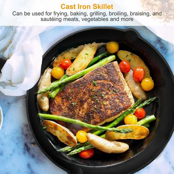 3Pcs Pre-Seasoned Cast Iron Skillet Set 6/8/10in Non-Stick Oven Safe Cookware Heat-Resistant Frying Pan sartenes