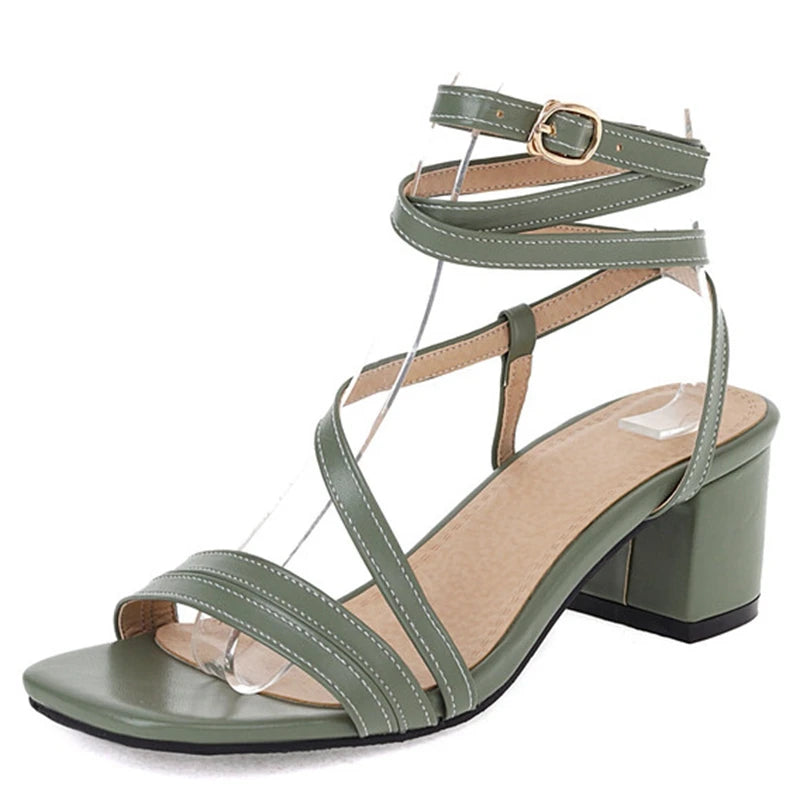 REAVE CAT 2022 Women Shoes Sandals Peep Toe Ankle Strap Block Heels Fashion Big Size 30-52 Black White Daily Summer S3533