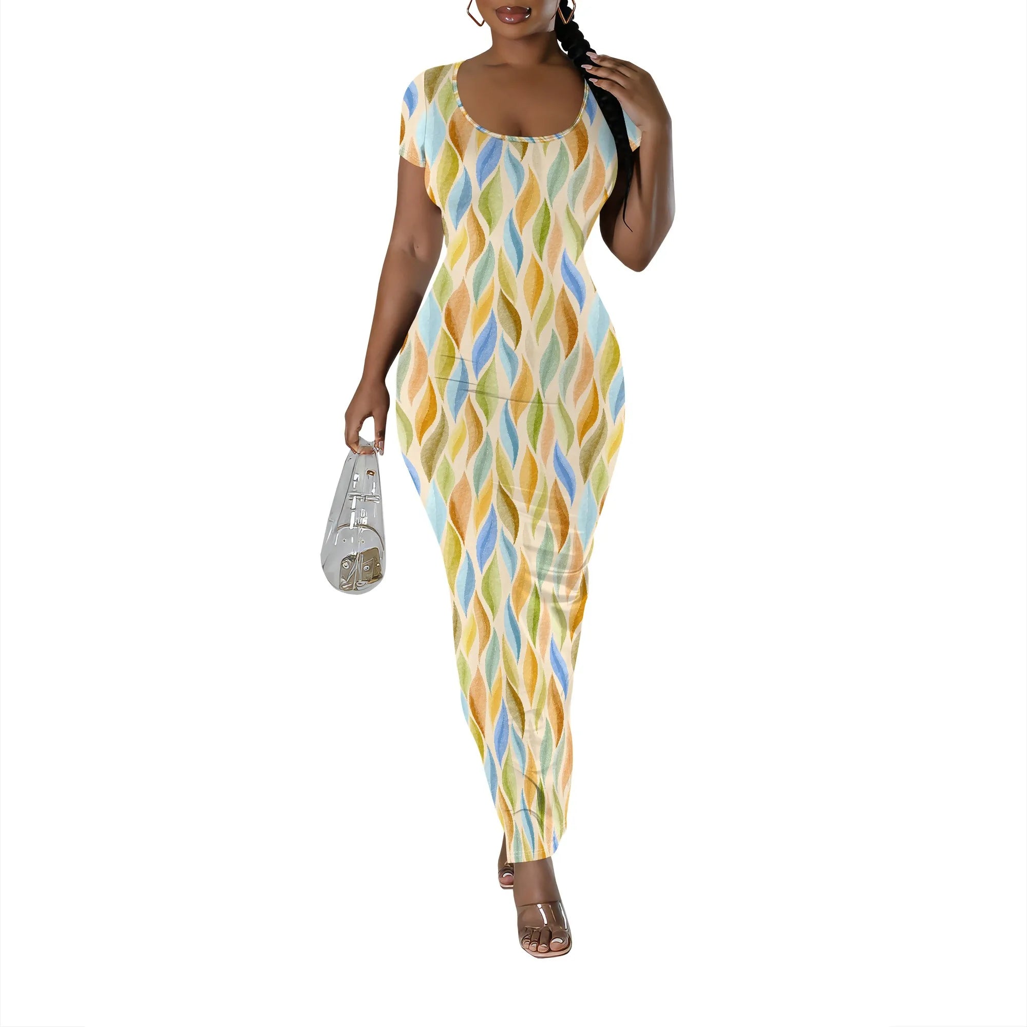 Womens Summer Casual Sexy Short Sleeve Bodycon Dress Basic Pencil Midi Club Dresses